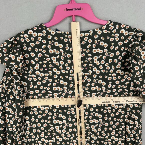 Michelle McDowell Dress Womens Large Green Ditsy Floral Ruffle Boho Cottage Fem - Picture 9 of 13